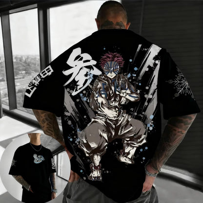 Summer Plus Size Demon Slayer Anime Printed Men, Women T-shirt Casual Parent Child Top Fashion Harajuku Style Street Wear Y2K
