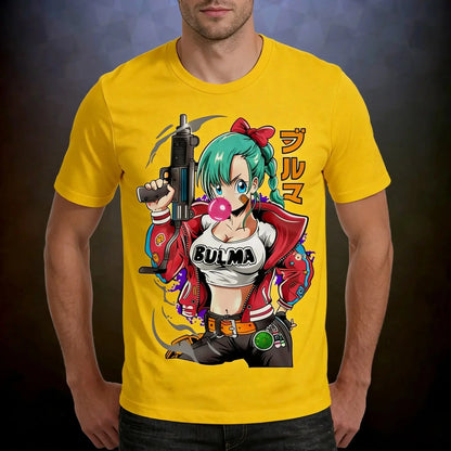 2026 Summer Dragon Ball Vintage Anime T-Shirt, Men's Pure Cotton Loose Casual Bulma Retro Tee for Daily & Sports Wear Y2K Style