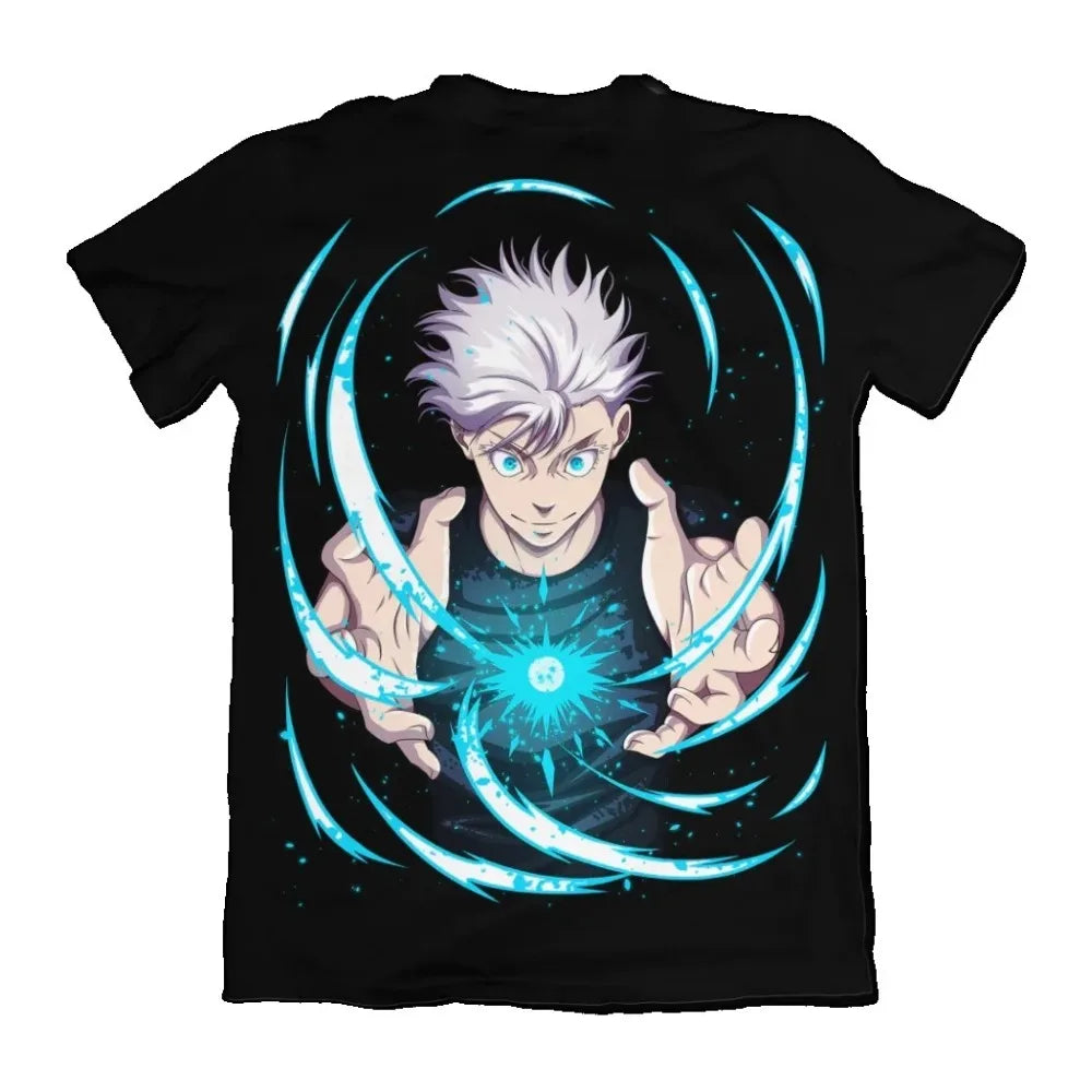 Jujutsu Kaisen Gojo Satoru Unisex Pure Cotton T-shirt 2026 Summer Hot Anime Print Round Neck Loose Family Short Sleeved Top