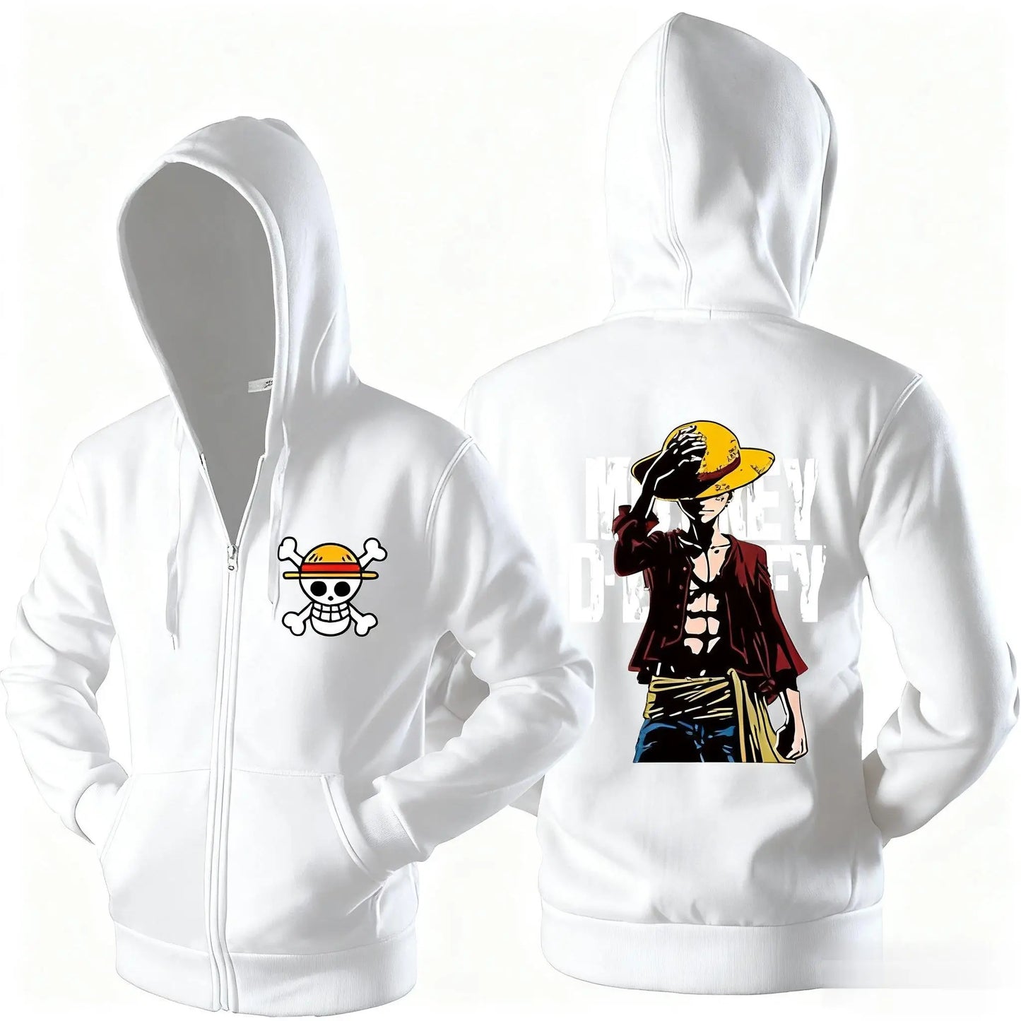 Anime One Piece Luffy Zipper Hooded Jacket Men Women Sweatshirt Streetwear Cartoon Print Casual Long Sleeve Top Autumn Y2k