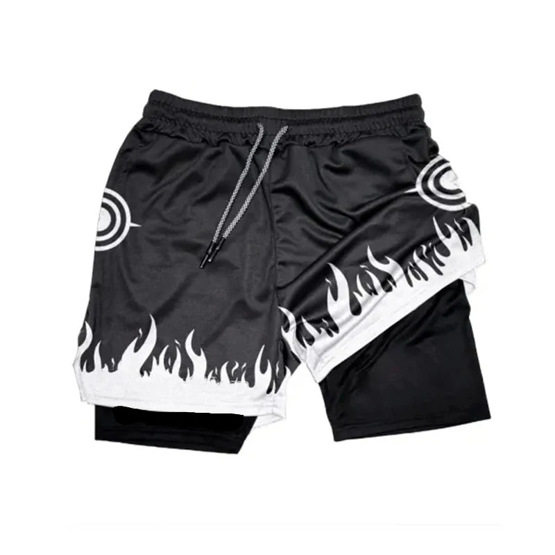 Anime Performance Shorts Men Women 2 In 1 Gym Shorts Manga 3D Print Mesh Quick Dry Sports Short Pants Summer Fitness Workout