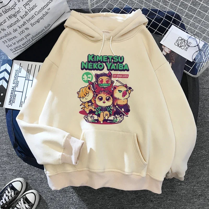 New Kimetsu No Yaiba Sweatshirt Manga Demon Slayer Hoodies Harajuku Anime Japanese Kawaii Hoodie Cartoon Tanjiro Kamado Nezuko