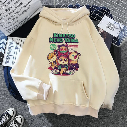 New Kimetsu No Yaiba Sweatshirt Manga Demon Slayer Hoodies Harajuku Anime Japanese Kawaii Hoodie Cartoon Tanjiro Kamado Nezuko