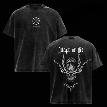 Jujutsu Kaisen Mahoraga Printed Tee Men Retro Washed T-shirts Oversized Cotton T Shirt Short Sleeve Clothing Harajuku Tshirt