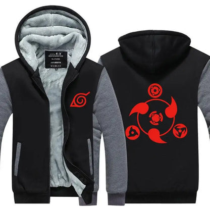 Anime Cartoon Naruto Hooded Coat Men's Autumn Winter Thicken Printing Plush Coat Student Fashion Keep Warm Coat Birthday Gift