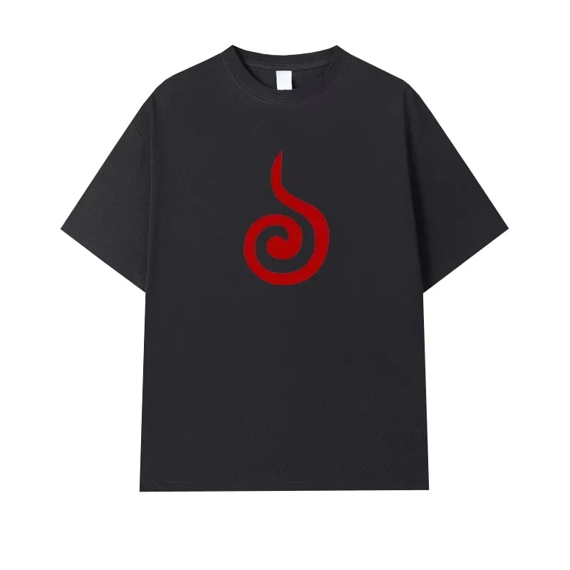 New Trendy T-shirt  Selling Vortex Naruto Sasuke Pure Cotton Men's and Women's  Short Sleeved Shirt 2026 New Summer