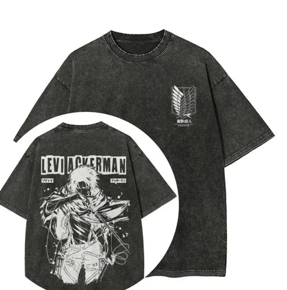 Hot Sale Attack on Titan Peripherals Graphic Print T-Shirt Men Women Retro Washed Cotton Harajuku Style Oversized Summer New Top