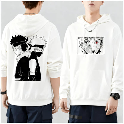 Naruto Kakashi Uchiha Obito Printed Hoodie Harajuku Retro Streetwear Men's Pure Cotton Oversized Loose Women's Hooded Unisex Y2k