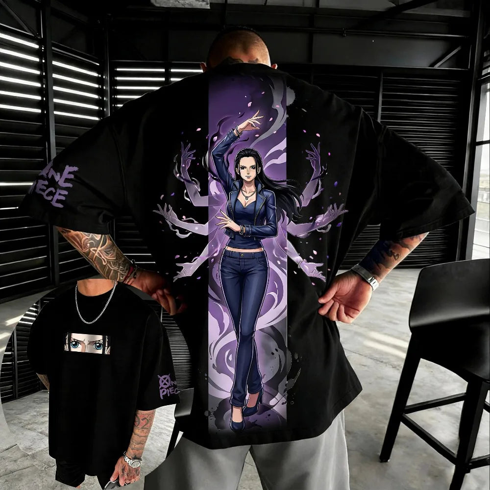 Oversized One Piece Nico Robin Unisex Pure Cotton T-shirt 2026 Summer Harajuku Anime Print Y2K Hip-hop Short Sleeved Top