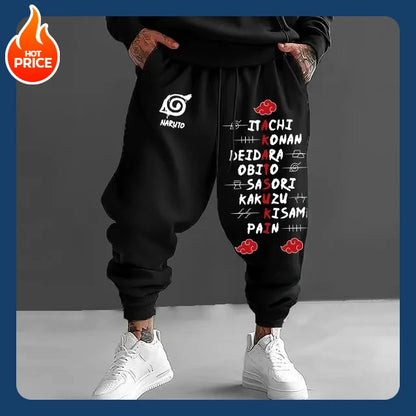 Naruto Japanese Classic Animation Sasuke Peripheral Pure Cotton Loose Trousers Autumn Men's and Women's Sports Leggings