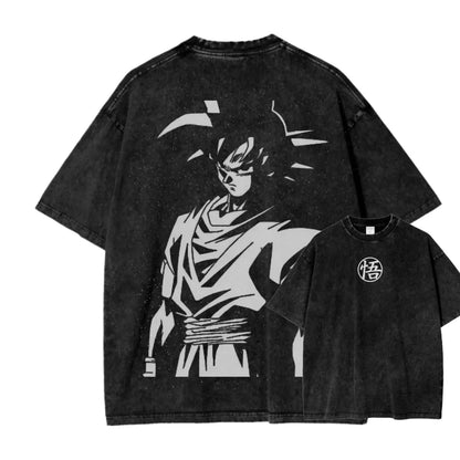 Anime Dragon Ball Cosplay Washed Goku T-Shirt Cotton Loose Large Casual Sports Vegeta Gym T-Shirt Men's Harajuku Tee Clothing