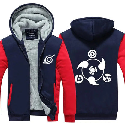 Anime Cartoon Naruto Hooded Coat Men's Autumn Winter Thicken Printing Plush Coat Student Fashion Keep Warm Coat Birthday Gift
