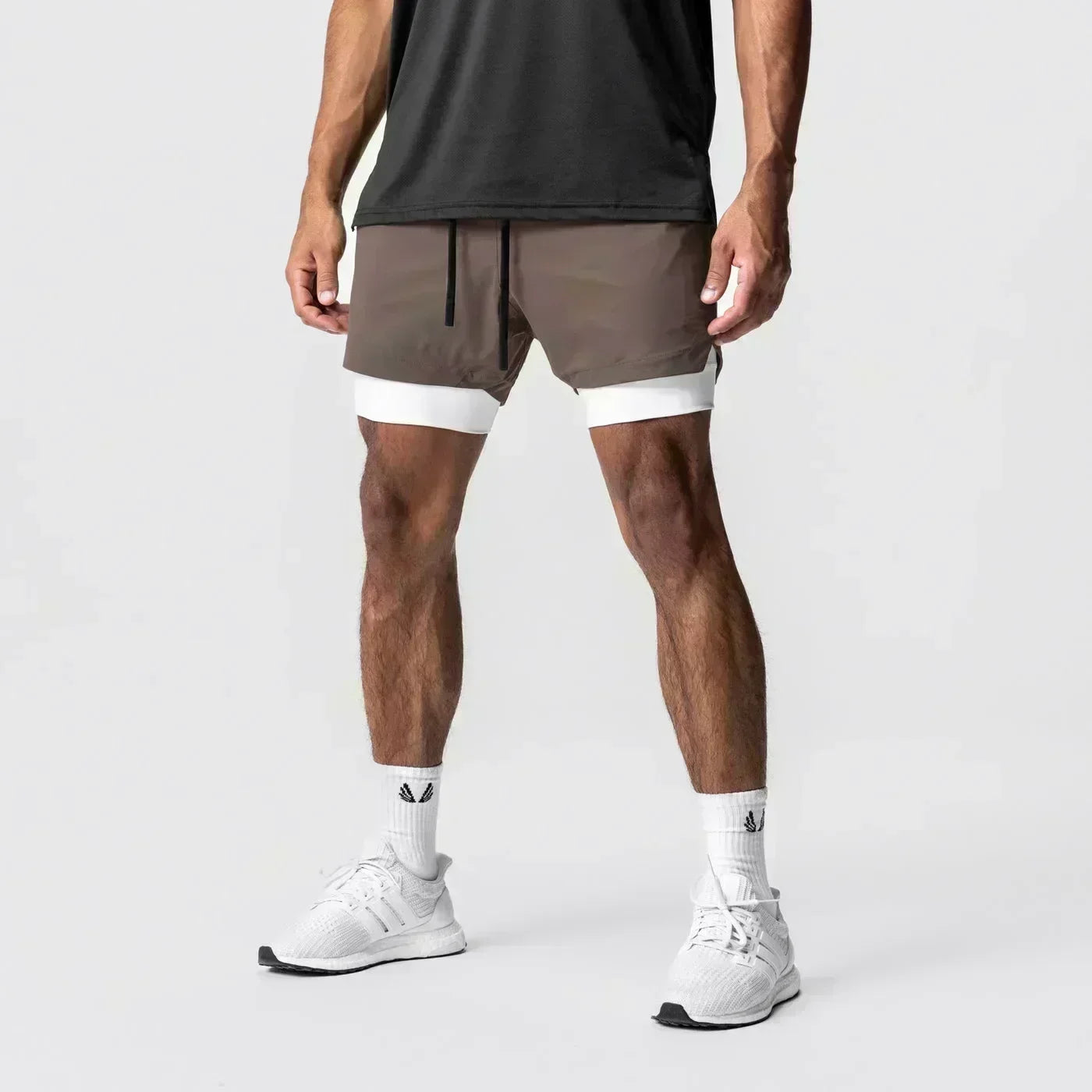 Summer Quick Dry Gym Shorts Man Demon Slayer Fashion Anime Print Double-layer Pants Streetwear Sportswear Fitness Beach Pants
