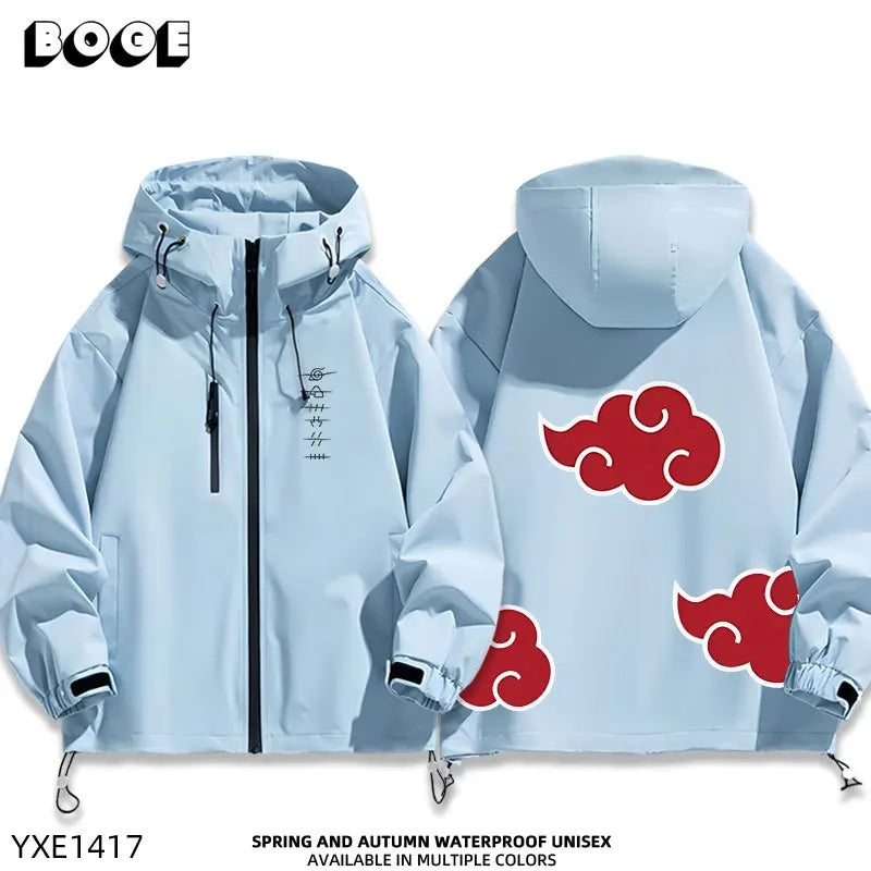 Naruto Akatsuki anime cartoon cute windbreaker anime style for boys and girls couples spring and autumn hooded coat jacket gift