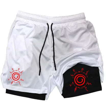 Naruto Anime Mens Gym Quick-Drying Jogging Shorts Fitness Workout Running 2 in 1 Short Pants Men Sports Bodybuilding Sweatpants