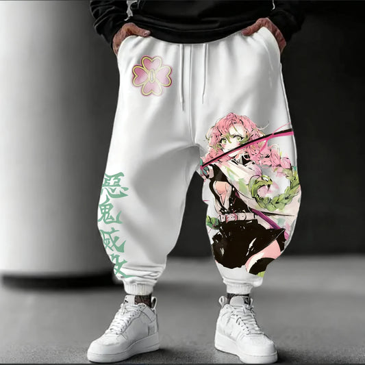 Demon Slayer Anime 2025 Autumn/Winter Sweatpants New Kanroji Mitsuri Hand Drawn Printed Men's Loose Casual Fashion Tapered Pants