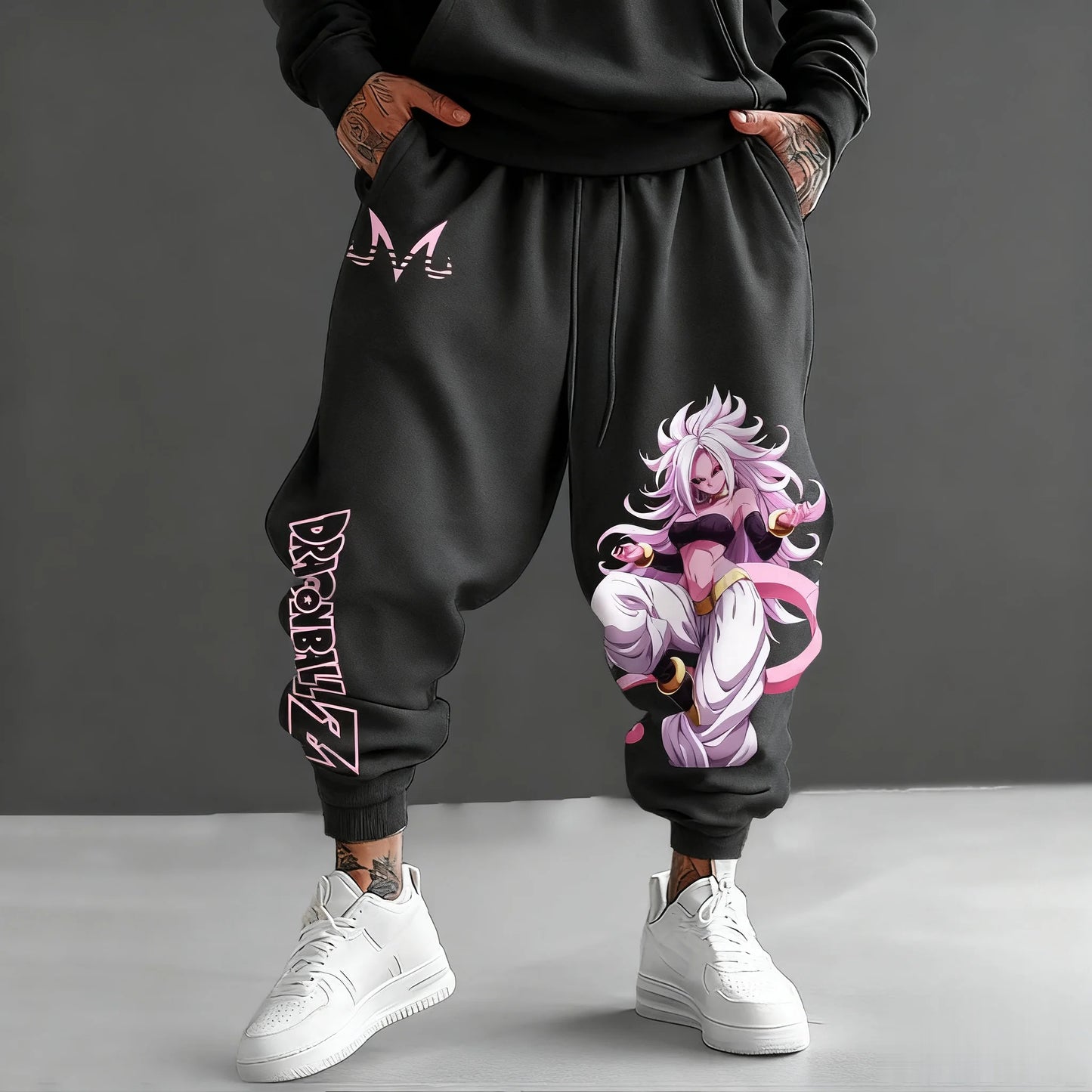 Dragon Ball Z Android 21 Mens Sweatpants Anime Jogger Pants Loose Streetwear Casual Japanese Cartoon Printed Hip Hop Trousers