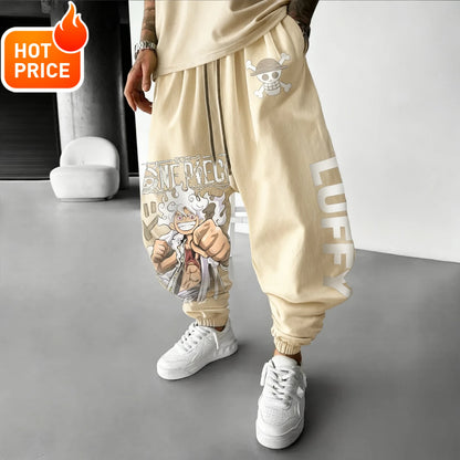 2025 Luffy Anime One Piece Harajuku Men Cotton Pants Fall Winter Cotton Trend Loose-Fit Women Casual Sports Tapered Leggings Y2K