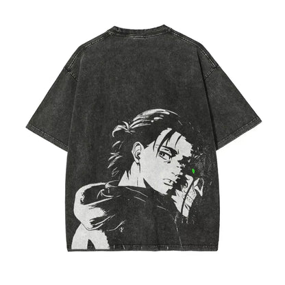 Eren Yeager T Shirt Attack on 2026 Titan Men Acid Wash Eren Founding Titan Anime Streetwear Shingeki No Kyojin Graphic Tee