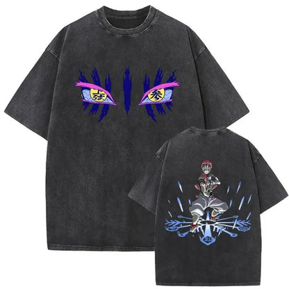Japanese Anime Demon Slayer Akaza Graphic Washed T-shirts Women’s Men's Clothing  Harajuku Y2K Oversized Cotton Half-sleeve Tops