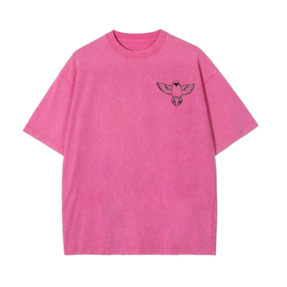 2026 Summer New Zenitsu Agatsuma Breath of Thunder Retro Washed Old T-shirt Demon Slayer 90s Street Style Short-sleeved Top