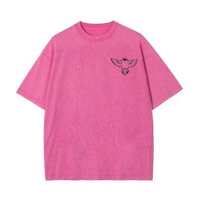 2026 Summer New Zenitsu Agatsuma Breath of Thunder Retro Washed Old T-shirt Demon Slayer 90s Street Style Short-sleeved Top