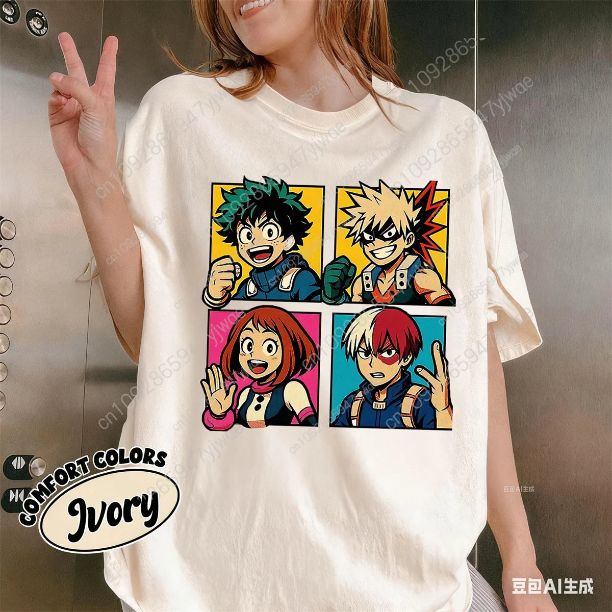 My Hero Academia T-Shirt Deku Bakugo & Todoroki Graphic T-Shirt