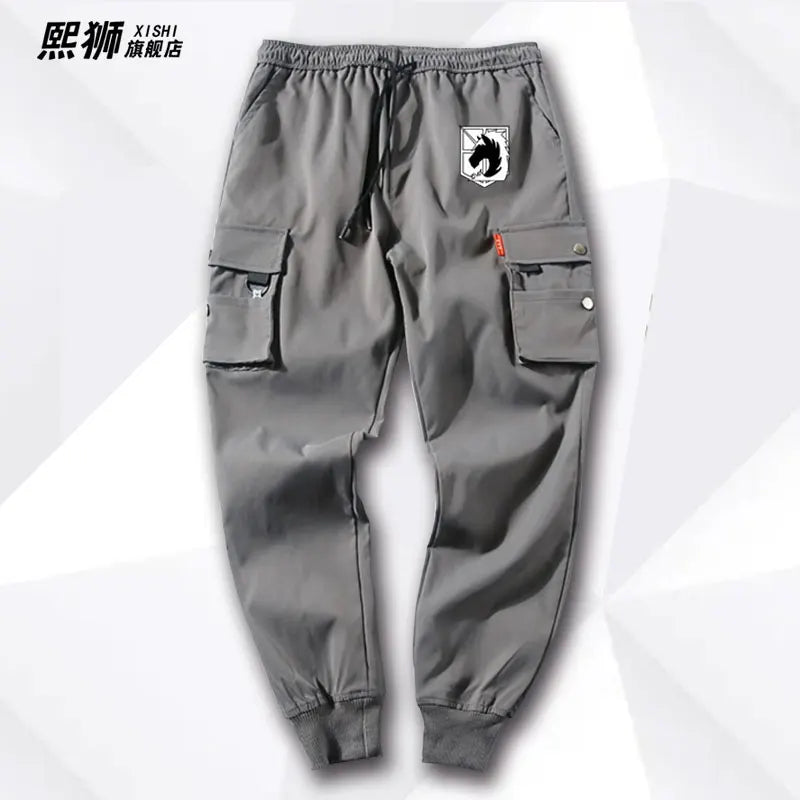Atta on Titan Workwear Pants Casual Sports Long Trousers Elastic Waist Cotton Polyester Blend Spring Autumn Youth Faion