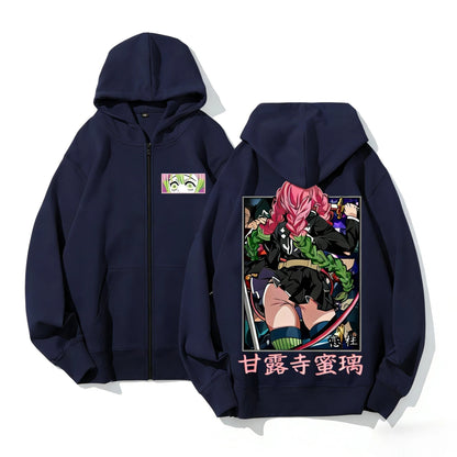 Demon Slayer Anime Hoodie Sweatshirt Zip Up Jacket Men Women Casual Tops Streetwear Kanroji Mitsuri Print Pullover 2026 Winter