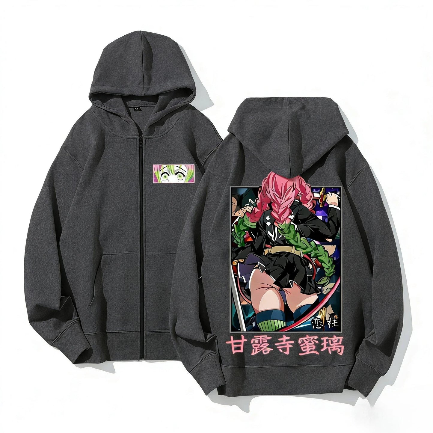 Demon Slayer Anime Hoodie Sweatshirt Zip Up Jacket Men Women Casual Tops Streetwear Kanroji Mitsuri Print Pullover 2026 Winter