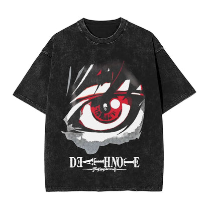 Manga DEATH NOTE T Shirts L Lawliet Graphic Print T-Shirts Washed Oversize Tshirt Short Sleeve Cotton Soft Tee Men Women Clothes