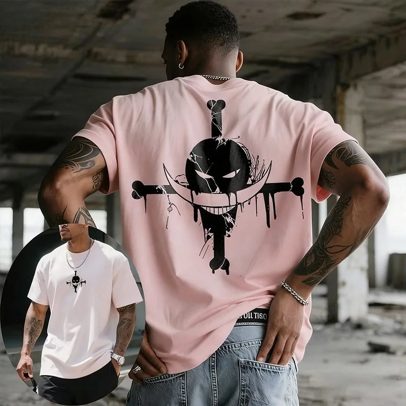 ONE PIECE Animation Derivatives White Beard Printed Short Sleeve T-Shirt Men's and Women's 2025 Summer Fashion Casual Cotton Top