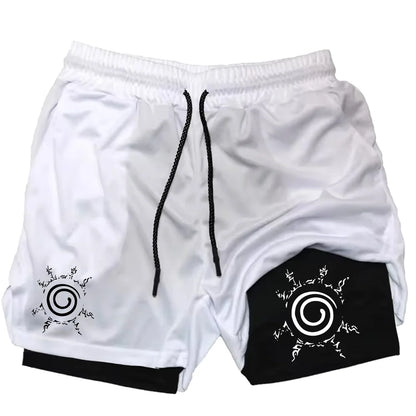 Naruto Anime Mens Gym Quick-Drying Jogging Shorts Fitness Workout Running 2 in 1 Short Pants Men Sports Bodybuilding Sweatpants