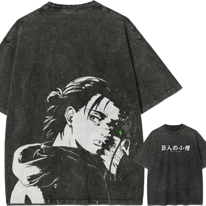 Eren Yeager T Shirt Attack on 2026 Titan Men Acid Wash Eren Founding Titan Anime Streetwear Shingeki No Kyojin Graphic Tee