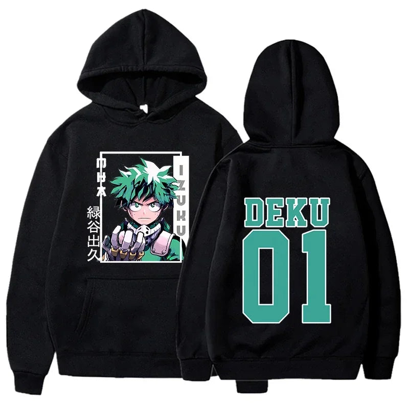 The Japanese Anime "My Hero Academia" Printed Autumn and Winter Sports Hoodie, Hip-hop Harajuku Streetwear Long-sleeved Pullover