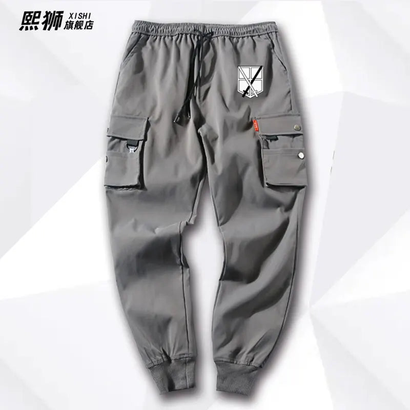 Atta on Titan Workwear Pants Casual Sports Long Trousers Elastic Waist Cotton Polyester Blend Spring Autumn Youth Faion