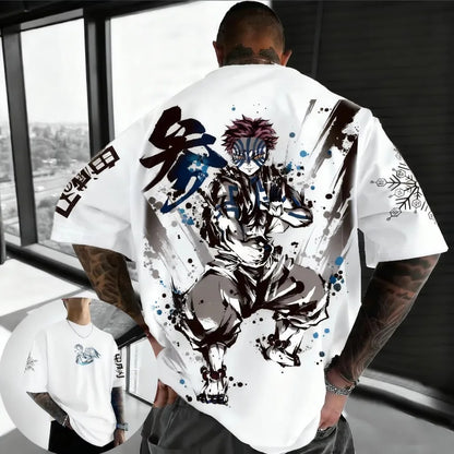 Summer Plus Size Demon Slayer Anime Printed Men, Women T-shirt Casual Parent Child Top Fashion Harajuku Style Street Wear Y2K