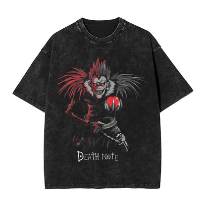 Manga DEATH NOTE T Shirts L Lawliet Graphic Print T-Shirts Washed Oversize Tshirt Short Sleeve Cotton Soft Tee Men Women Clothes