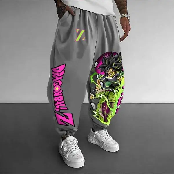 Gray Dragon Ball Goku Cotton Pants Cuffed Ankle Unisex Anime Harem Joggers Extra Large Size Wide Leg Comfort