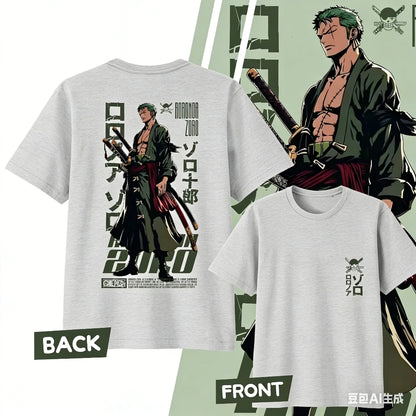 Anime One Piece Roronoa Zoro Cotton Printed T-shirt Men's and Women's T-shirt Men's Top Sports T-shirt 2026 Summer New Tee