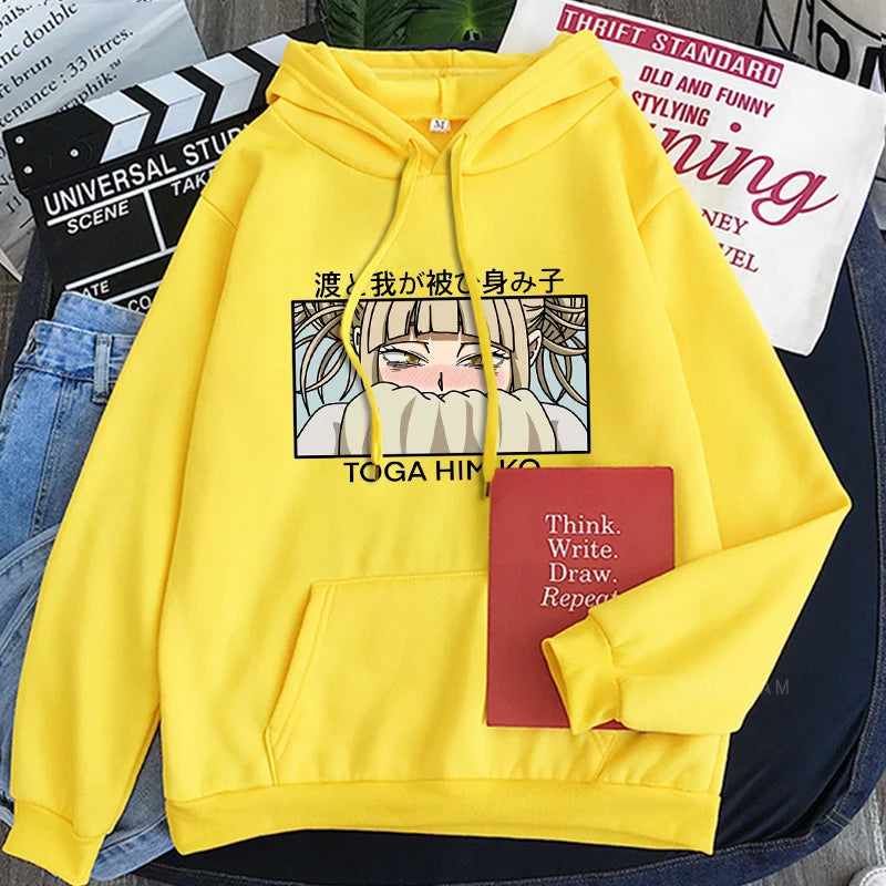 My Hero Academia Anime Kawaii Cartoon Graphics Himiko Toga Hoodies Men Women Long Sleeve Patchwork Boys/girls Hoodie Sweatshirts