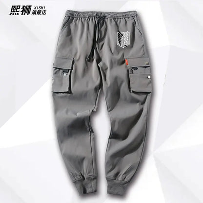 Atta on Titan Workwear Pants Casual Sports Long Trousers Elastic Waist Cotton Polyester Blend Spring Autumn Youth Faion