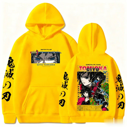 Demon Slayer Giyu Tomioka Hoodie Men Women Anime Cosplay Sweatshirt 2026 New Casual Streetwear Pullover Y2k Long-sleeved Tops