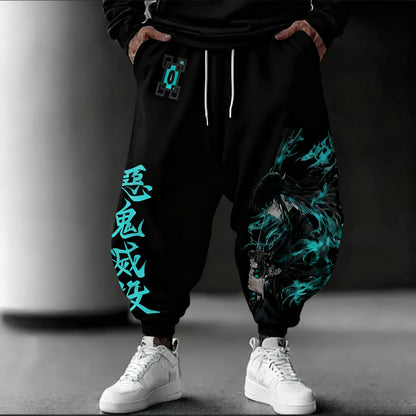 Demon Slayer Anime 2025 Autumn/Winter Sports Pants NewTokitou Muichirou Hand Drawn Printed Men's Loose Casual Fashion Tights