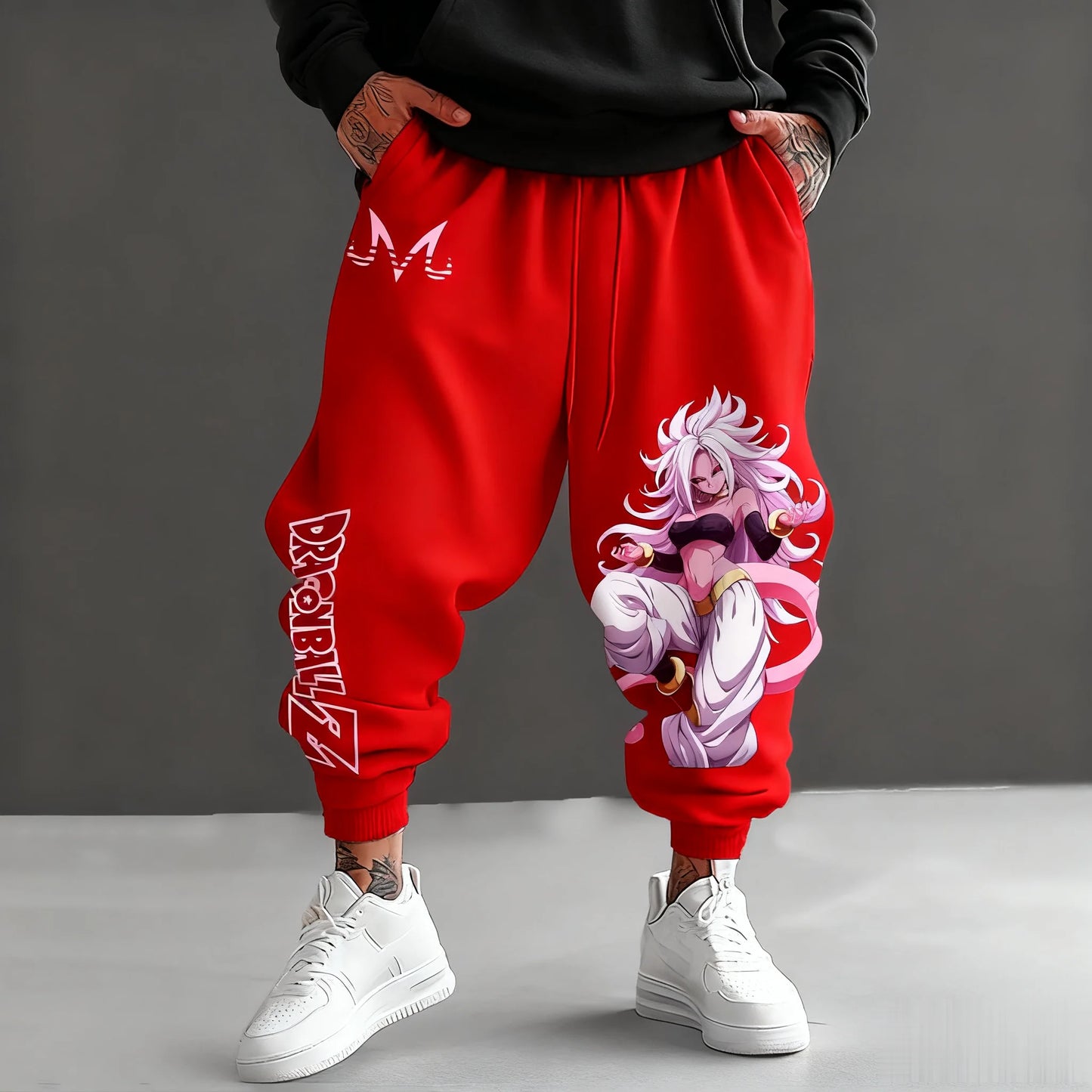 Dragon Ball Z Android 21 Mens Sweatpants Anime Jogger Pants Loose Streetwear Casual Japanese Cartoon Printed Hip Hop Trousers