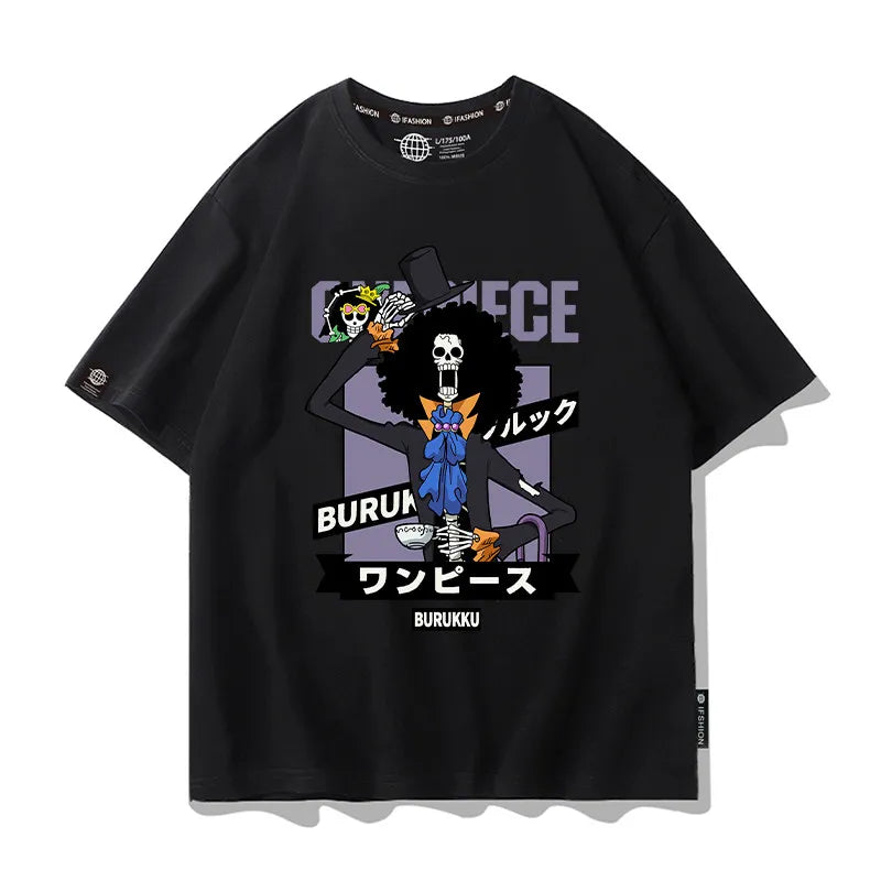 One Piece Short Sleeved T-shirt Men's Summer Nikalufei Aesolon Anime Cotton Summer Loose T-shirt Men's and Women's Half Sleeve