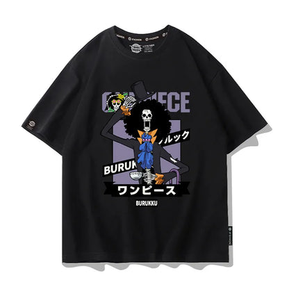 One Piece Short Sleeved T-shirt Men's Summer Nikalufei Aesolon Anime Cotton Summer Loose T-shirt Men's and Women's Half Sleeve