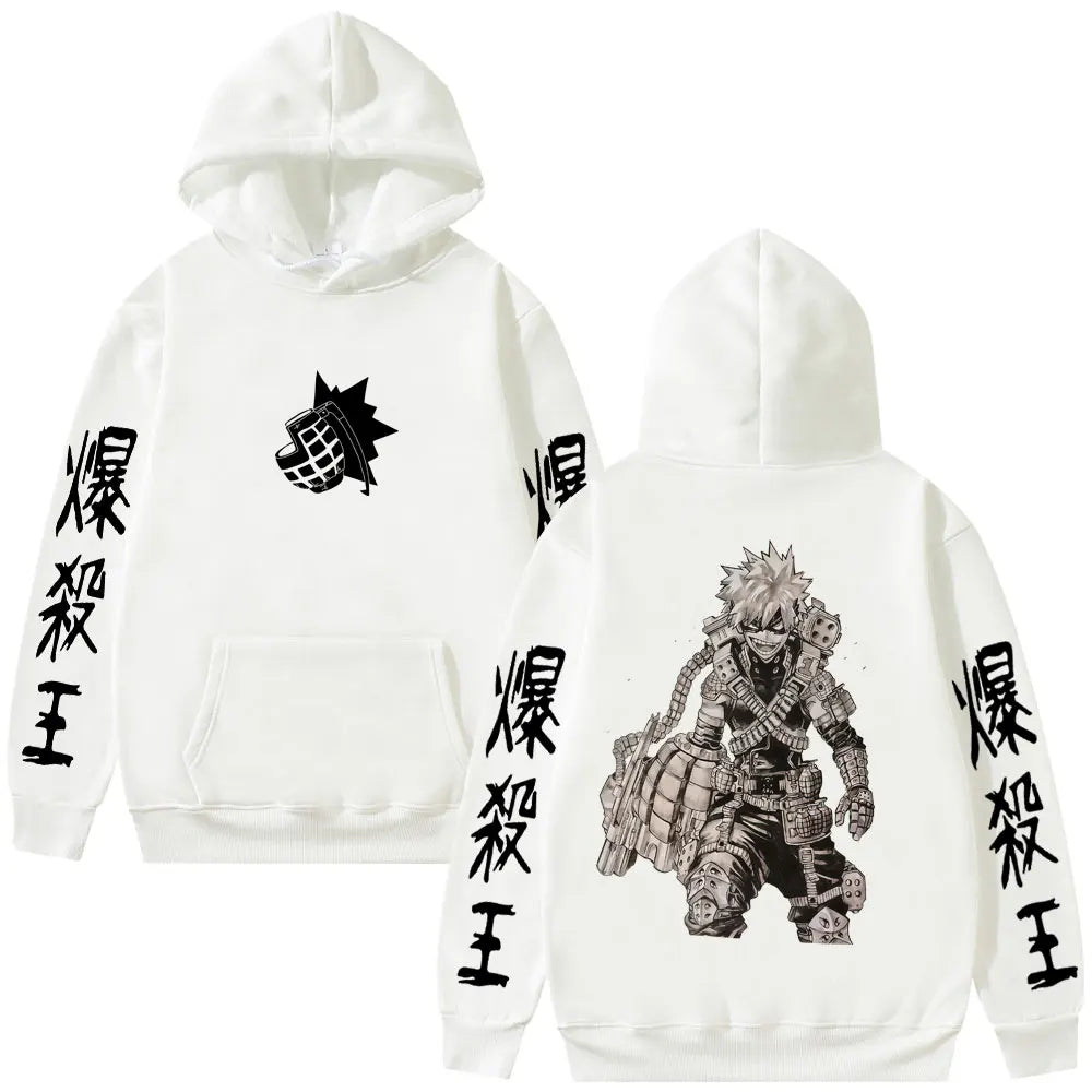 Anime My Hero Academia Bakugou Katsuki Merch Hoodie Men Women Fashion Vintage Hooded Sweatshirt Male Manga Cosplay Streetwear