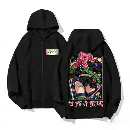 Demon Slayer Anime Hoodie Sweatshirt Zip Up Jacket Men Women Casual Tops Streetwear Kanroji Mitsuri Print Pullover 2026 Winter