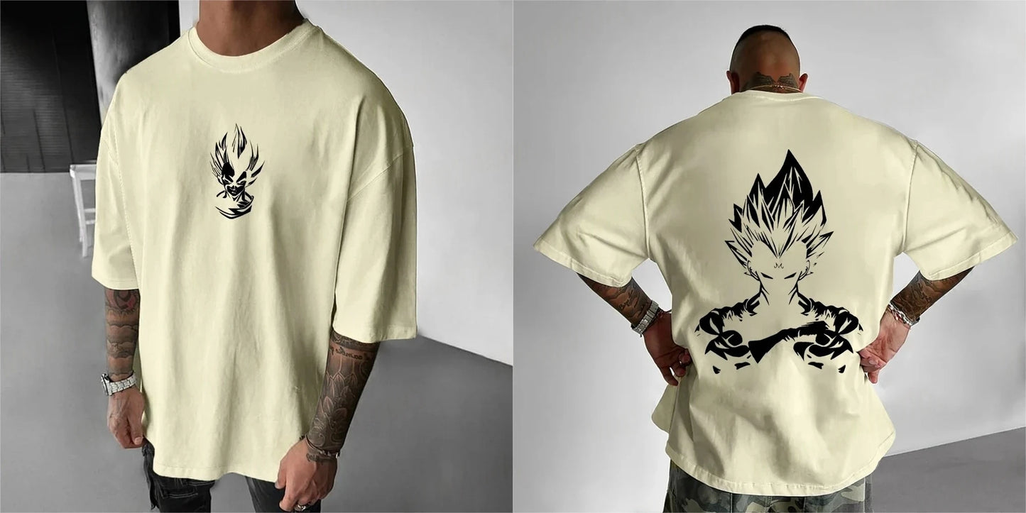 Dragon Ball Summer Men's T-Shirt Japanese Anime Vegeta Autumn Inside Boy Children Parent-Child Personality Trend Short Sleeve